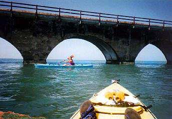 Kayaks under old 7 Mile Bridge